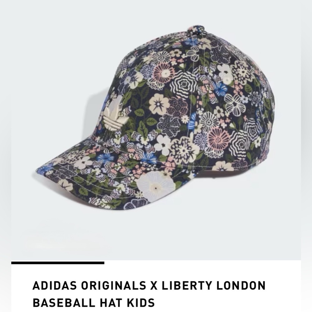 NWT GIRL’S ADIDAS X LIBERTY LONDON FLORAL BASEBALL CAP, Blue/Mauve, Limited Ed